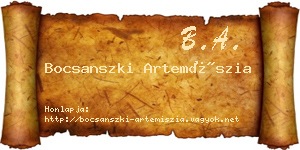 Bocsanszki Artemíszia névjegykártya